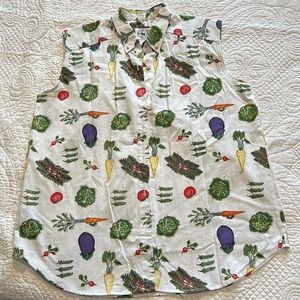 Sleeveless vegetable twill shirt - Ferroni Collection- Size Large